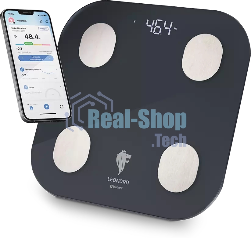 Весы напольные LEONORD LE-1216 Bluetooth (стеклянная поверхность, 180 кг) (108265)