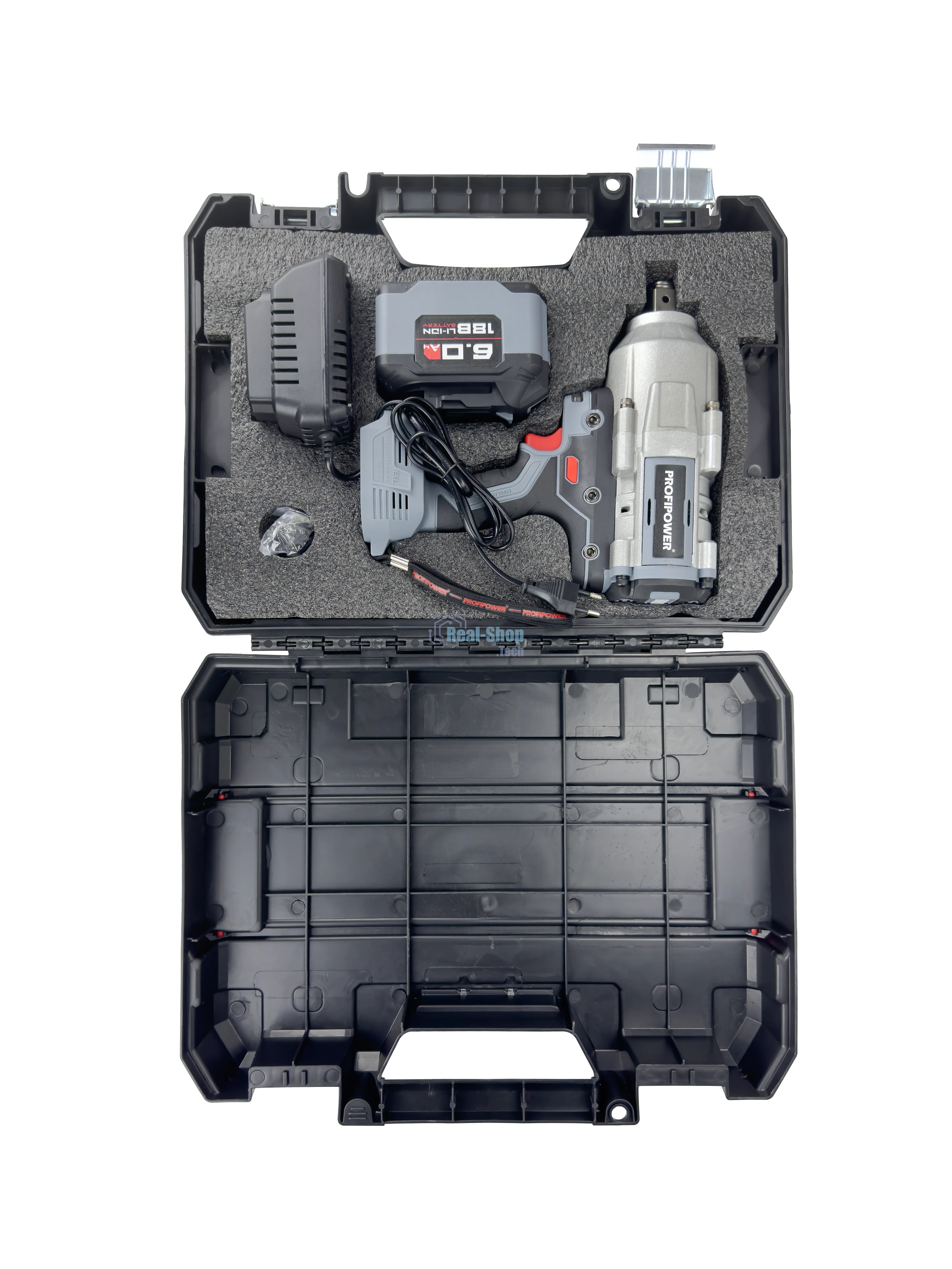 Аккумуляторный гайковерт бесщеточный ударный ProfiPower T-2000N (Li-ion-1шт, 6.0А·ч, 2000Нм, адаптер переходника, З/У, в кейсе)