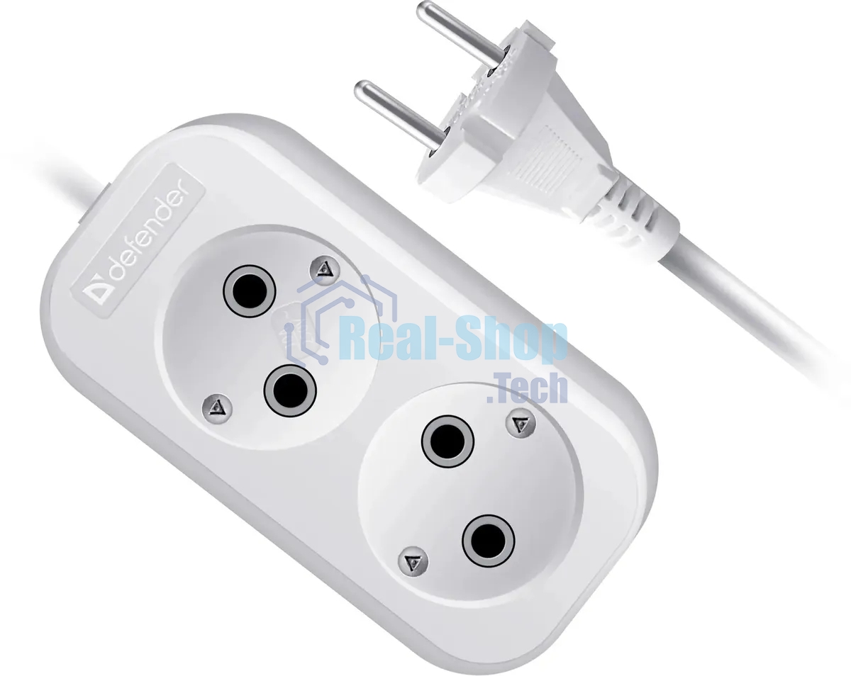 Удлинитель бытовой Defender B220 - 2 роз х 2 м, белый