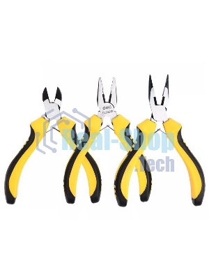 Набор плоскогубцев Deli DL103201-3 (комбинированные плоскогубцы 115мм, удлиненные плоскогубцы 125мм, диагональные бокорезы 110мм, двухкомпонентная ручка)