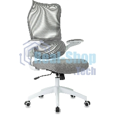 Кресло руководителя Бюрократ Sigma WH 1 серый, сетка/ткань, крестов. пластик, пластик белый