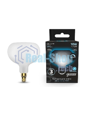 Лампа cветодиодная Gauss Filament А190 10W 890lm 4100К Е27 milky диммируемая LED