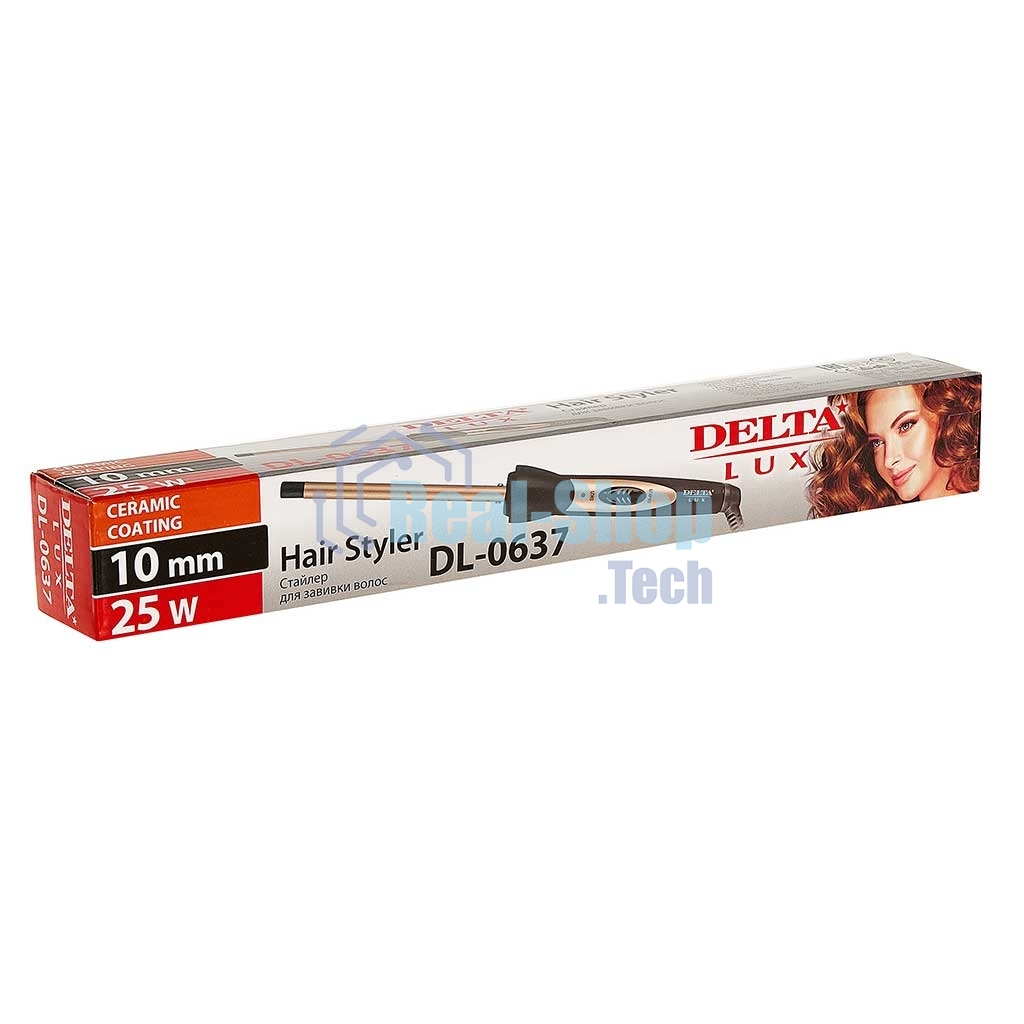 Щипцы для завивки волос DELTA LUX DL-0637 черный/золотой, 10 мм, 180 °C, 1 режим