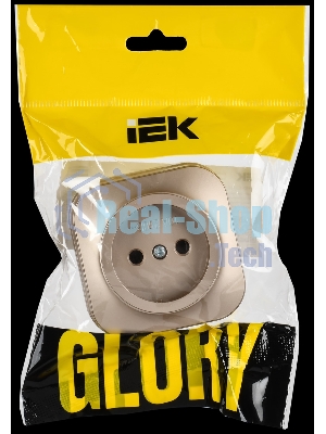 GLORY Розетка 1-местная для открытой установки без заземления без защитных шторок 10А РС20-2-ХШм шампань матовый