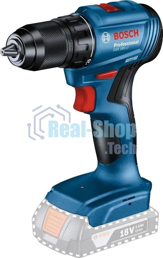 Дрель-шуруповерт Bosch GSR 185-LI Аккумуляторная, 18В, Без АКБ и ЗУ, Кейс
