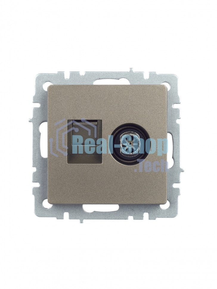 Розетка телевизионная двойная TV+RJ45 IEK Brite РТВ/РК12-БрШ (BR-AK20-1-K37) кат.5E шампань