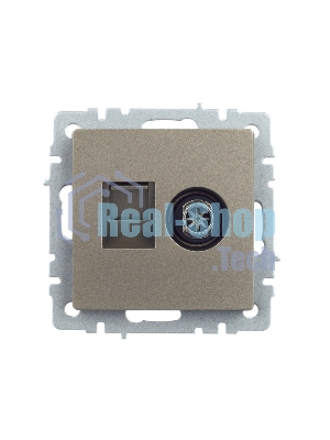 Розетка телевизионная двойная TV+RJ45 IEK Brite РТВ/РК12-БрШ (BR-AK20-1-K37) кат.5E шампань
