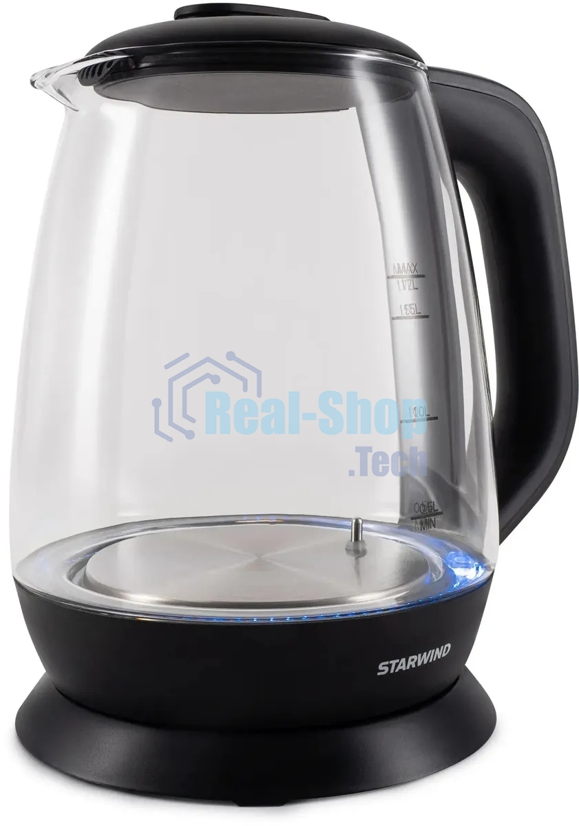 Чайник электрический Starwind SKS3036 1.7л. 2200Вт черный корпус: стекло