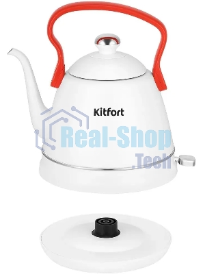 Чайник электрический Kitfort КТ-6793 1л. 1500Вт белый/красный корпус: металл