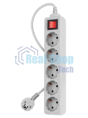 Сетевой фильтр PC Pet AP01006-3-GR 3 м, 5 розеток, серый