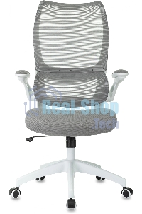 Кресло руководителя Бюрократ Sigma WH 1 серый, сетка/ткань, крестов. пластик, пластик белый