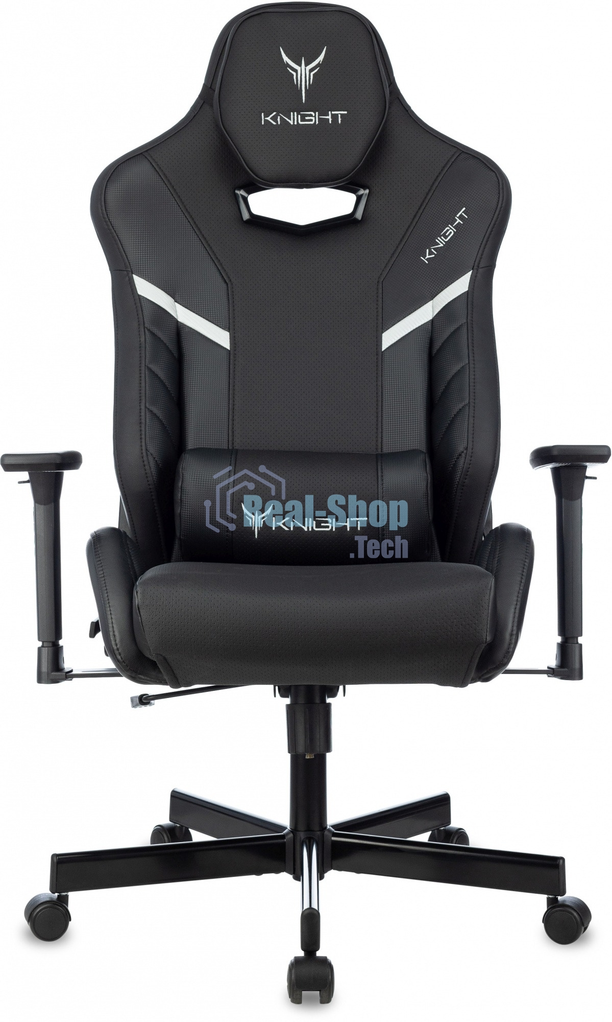 Кресло игровое Knight Thunder 5X черный эко.кожа крестов. металл