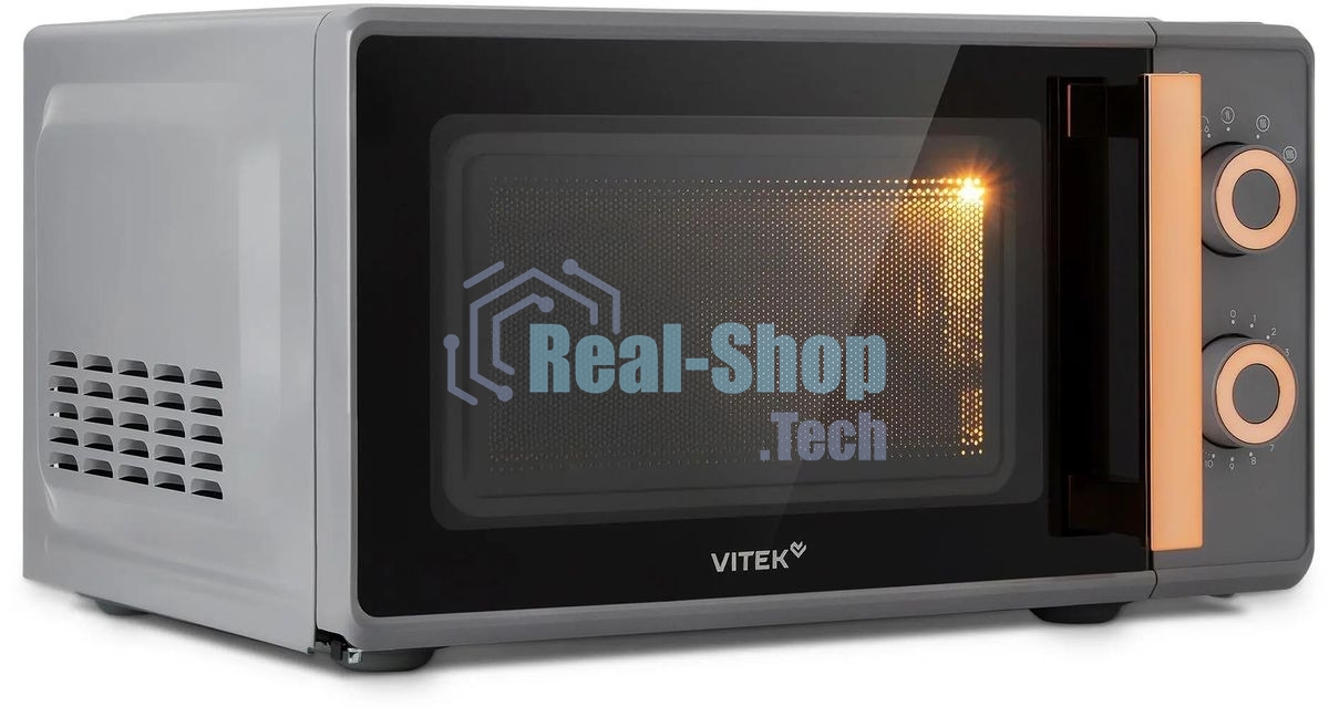 Микроволновая печь Vitek VT-MW1920 серый/золотистый, 20 л, 700 Вт, переключатели — поворотный механизм