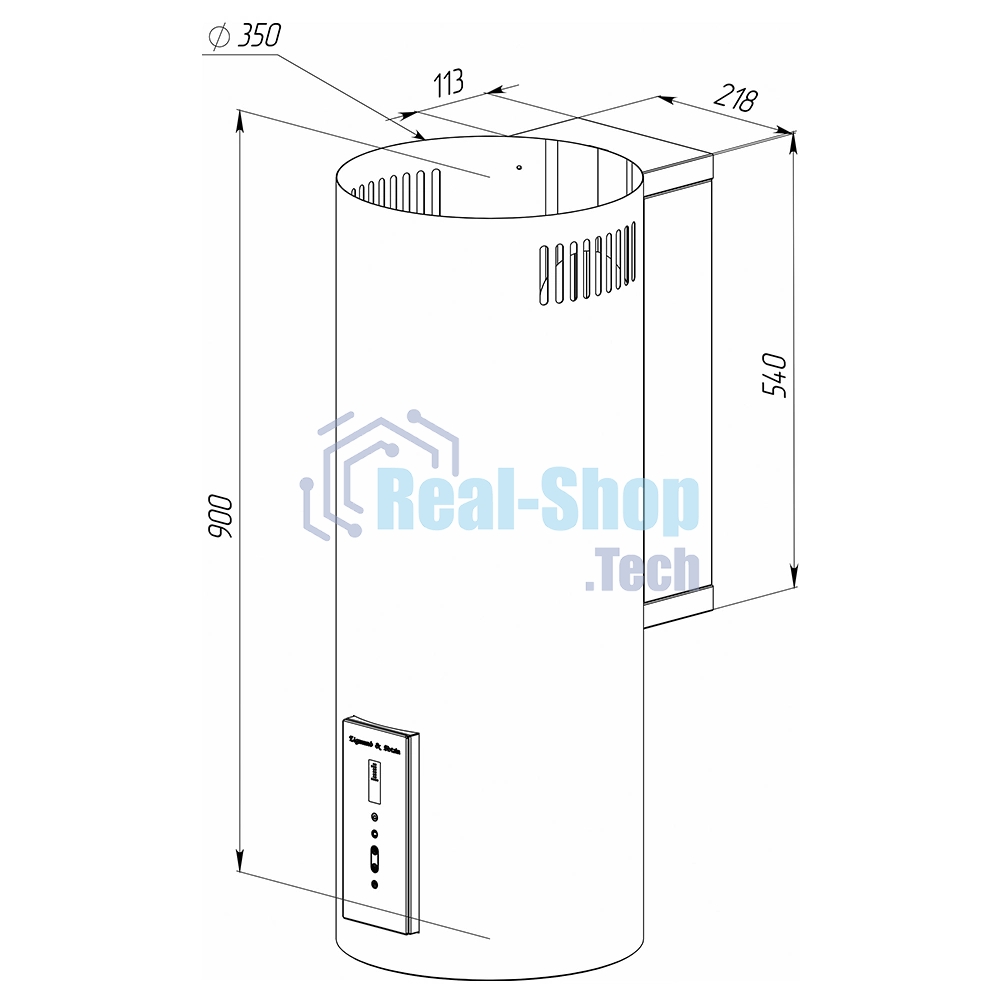 Вытяжка каминная Zigmund & Shtain K 146.4 W белый, 35 см, 1100 куб. м/ч, 60 дБ