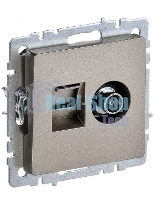 Розетка телевизионная двойная TV+RJ45 IEK Brite РТВ/РК12-БрШ (BR-AK20-1-K37) кат.5E шампань
