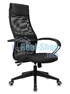 Кресло Бюрократ CH-607 TW-01 черный, сетка, подголовник