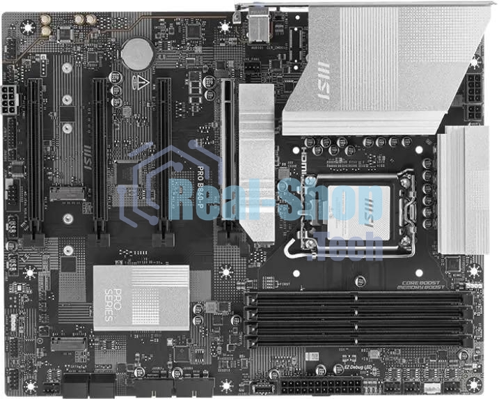 Материнская плата MSI PRO B860-P, LGA 1851, Intel B860, 4xDDR5, 4xSATA, 3xM.2, 1xPCIe 5.0 x16, 1xPCIe 4.0 x4, 2xPCIe 4.0 x1, 1xHDMI, 1xDP, 1xUSB-C, 1x 5Gb LAN, 2xUSB-A 3.2 Gen 2, 2xUSB-A 3.2 Gen 1, 4xUSB-A 2.0, 3x3.5 мм, 7.1, ATX