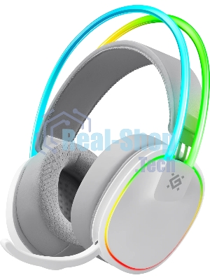 Гарнитура Defender Tsunami белый, беспроводная + проводная, Bluetooth / USB, до 40 ч, подсветка
