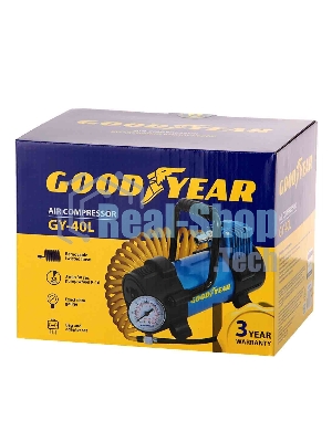 Компрессор GOODYEAR GY-40L GY000111 40 л/мин со съемной ручкой Воздушный компрессор Goodyear GY-40L 40 л/мин со съемной ручкой, съемный витой шланг, сумка для хранения