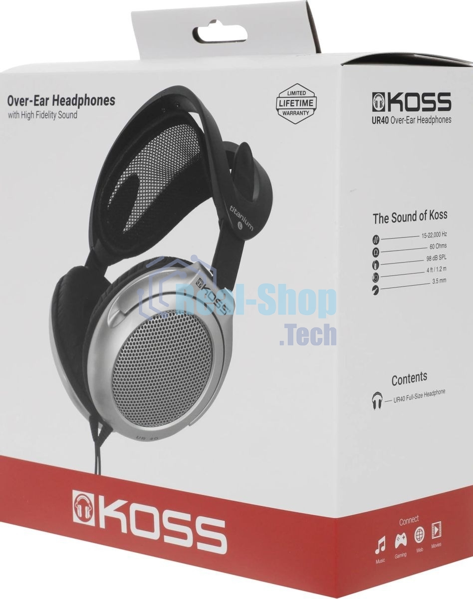 Проводные наушники Koss UR40 черный, полноразмерные, Jack 3.5 мм, складная конструкция