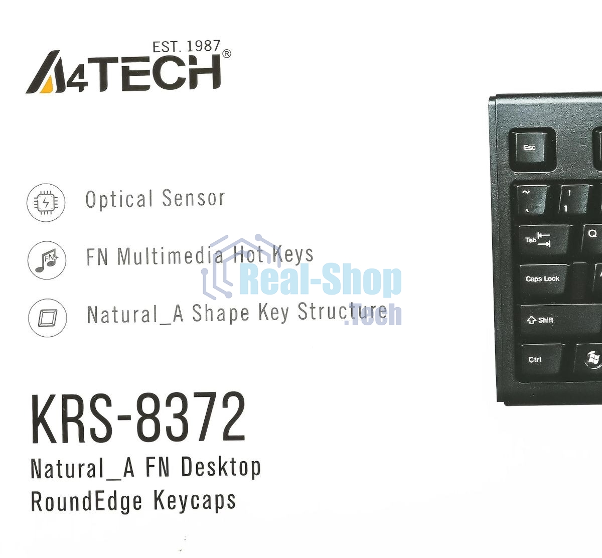 Комплект клавиатура+мышь A4Tech KRS-8372 проводной, USB, 1200 DPI, чёрный