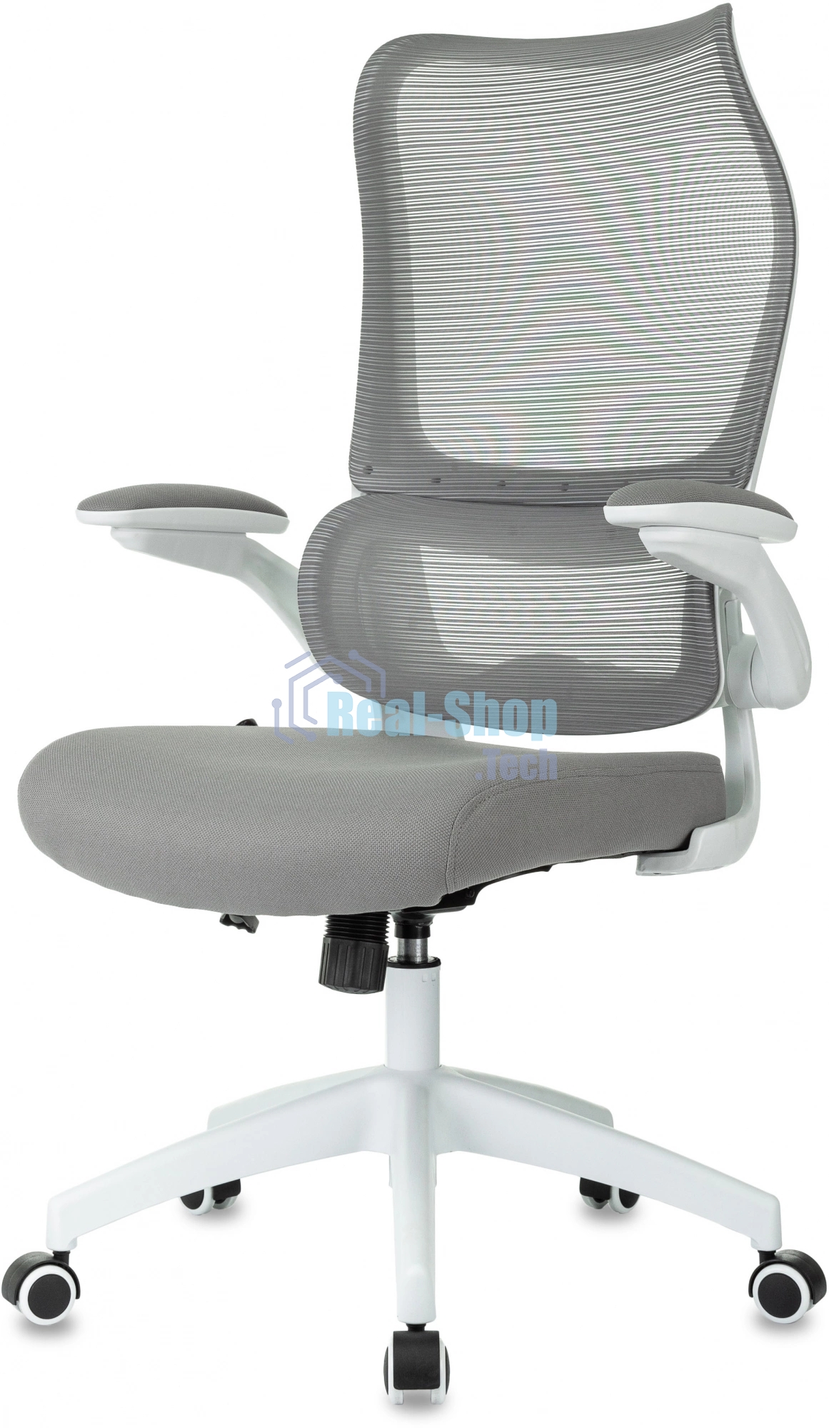Кресло руководителя Бюрократ Sigma WH 1 серый, сетка/ткань, крестов. пластик, пластик белый