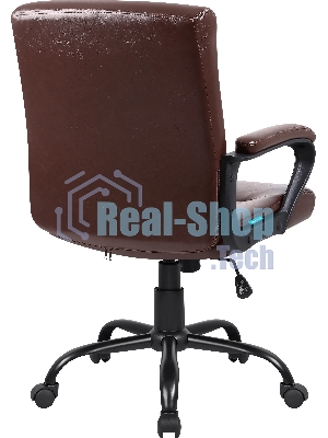 Кресло Defender MADRID коричневый, экокожа, 120 кг, механизм качания