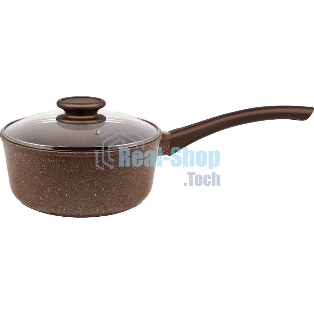 Ковш Maunfeld Carmel MF18CRM01SP из литого алюминия со стеклянной крышкой, 18 см, 1,6 л