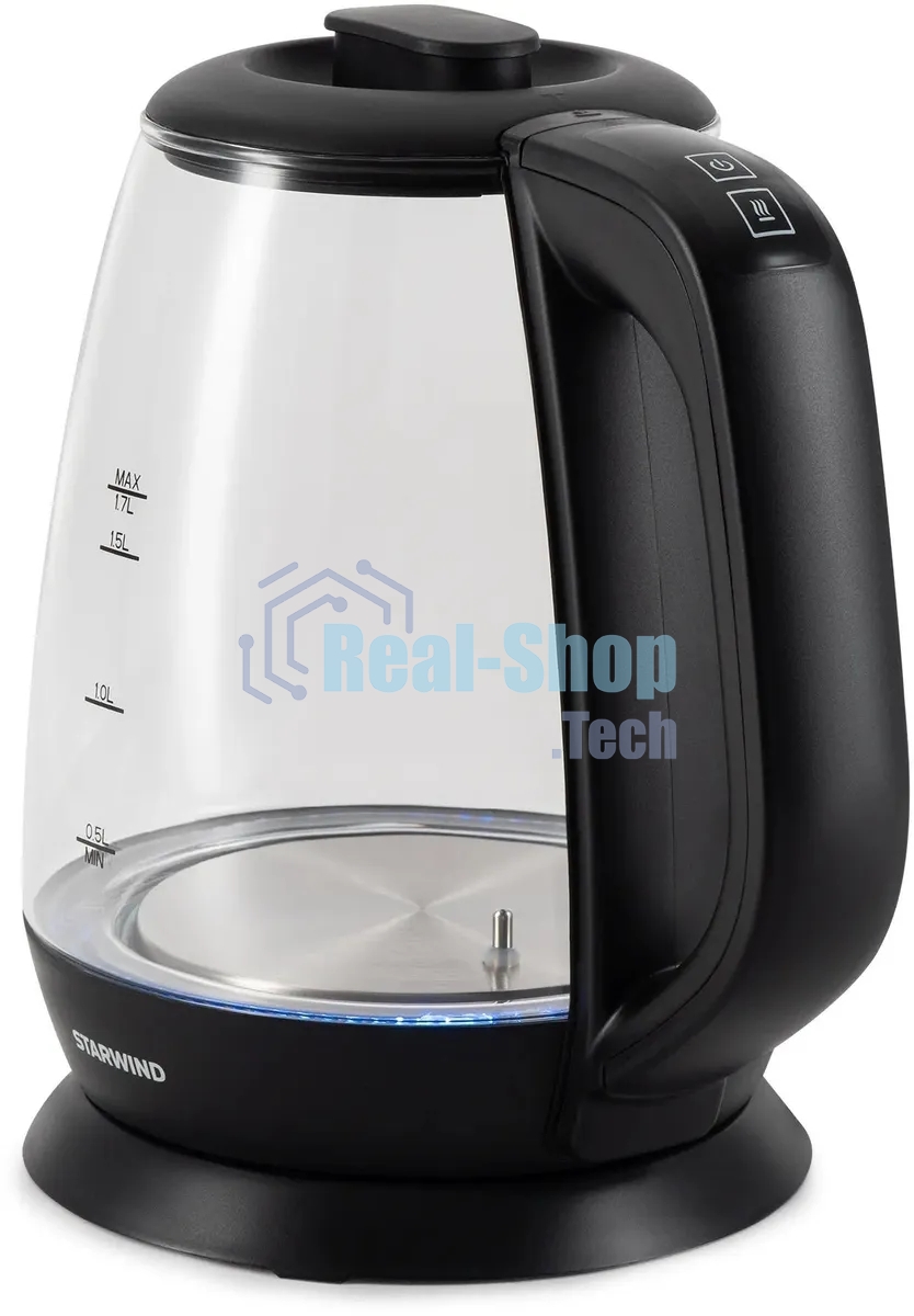Чайник электрический Starwind SKS3036 1.7л. 2200Вт черный корпус: стекло
