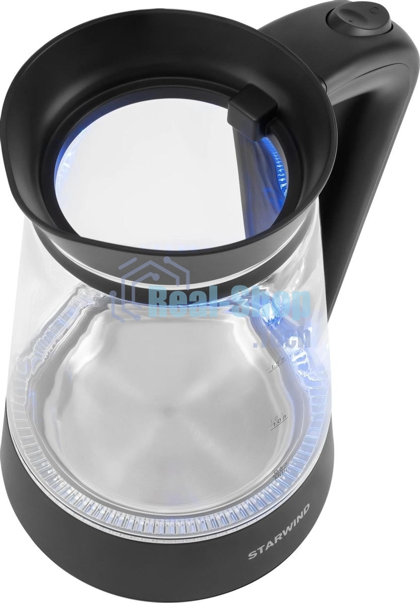 Чайник электрический Starwind SKG2116 1.8 л, 1700 Вт, черный/прозрачный корпус: стекло
