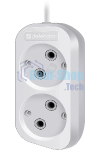 Удлинитель бытовой Defender B220 - 2 роз х 2 м, белый