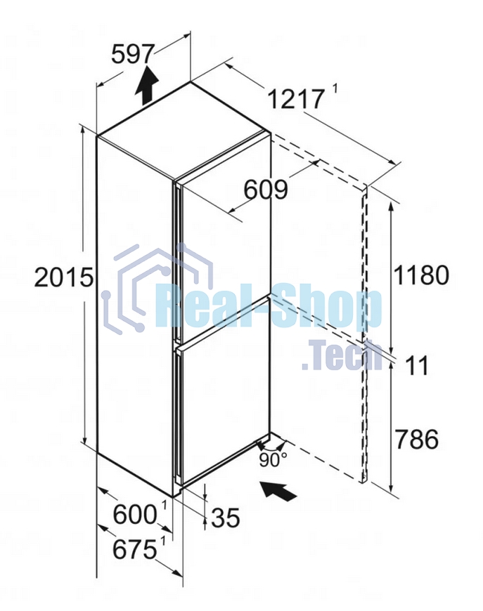 Холодильник Liebherr CBNC 5723-22 001 белый двухкамерный 255/94л морозилка снизу