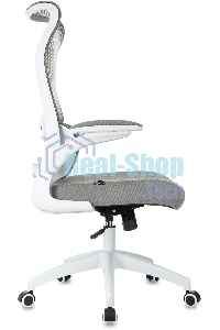 Кресло руководителя Бюрократ Sigma WH 1 серый, сетка/ткань, крестов. пластик, пластик белый