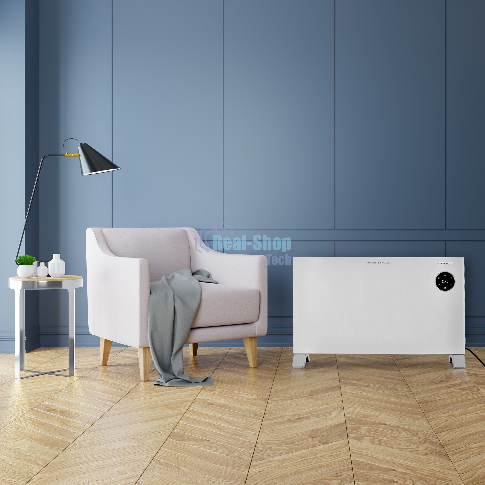 Конвектор Coolfort CF-3941 белый, 2000 Вт, 20 м2, термостат, дисплей, WiFi