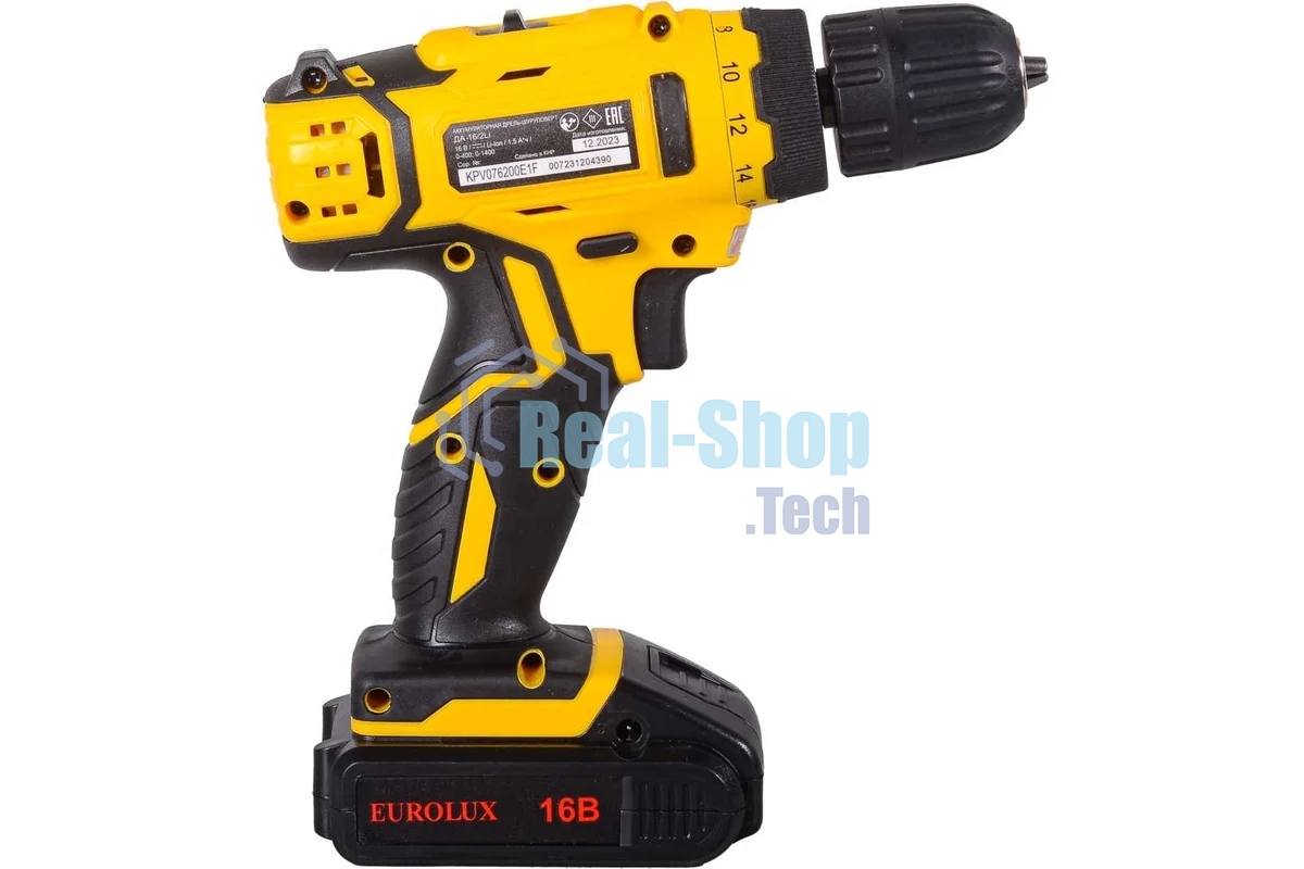 Дрель-шуруповерт аккумуляторная Eurolux ДА-16/2Li, Аккумуляторная, 16В