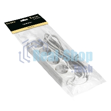 Удлинитель ExeGate ECE-4-5W (EX285818RUS), белый, 5 м, евровилка с заземлением, 4 евророзетки с заземлением, 2200 Вт