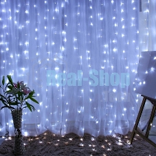 Гирлянда светодиодная новогодняя ЭРА ЕNIGW - 320W Занавес 8 режимов 3x2 м холодный белый 320 LED IP20