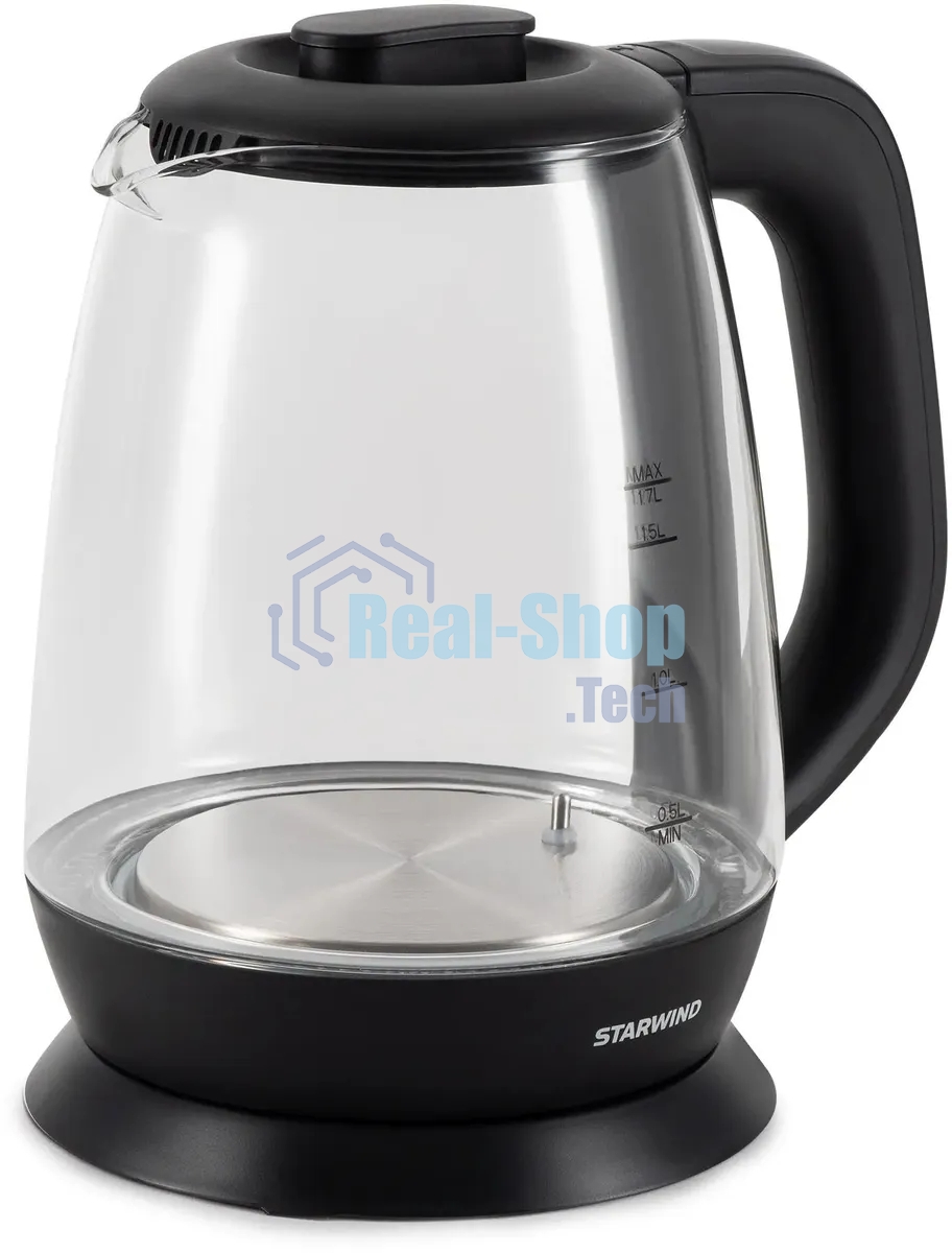 Чайник электрический Starwind SKS3036 1.7л. 2200Вт черный корпус: стекло