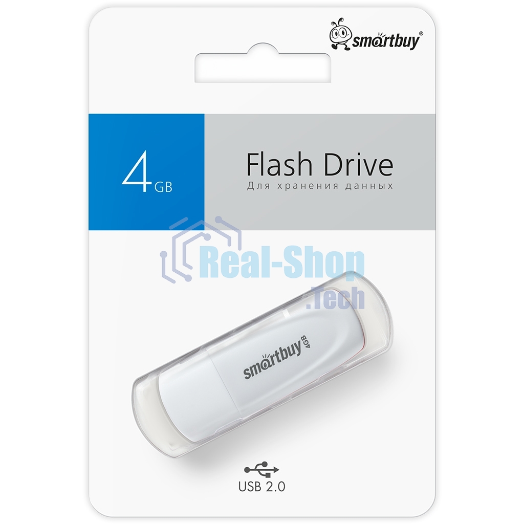 Флешка USB Smartbuy R/W Scout White (SB004Gb2SCW), 4Gb, USB 2.0, R/W 10/7, белый