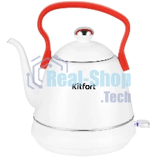 Чайник электрический Kitfort КТ-6793 1л. 1500Вт белый/красный корпус: металл