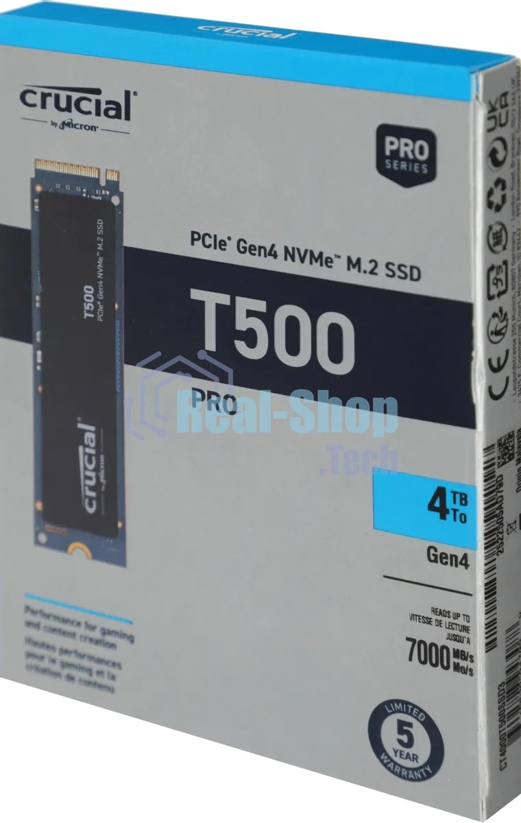 Накопитель SSD Crucial T500 4Tb PCIe Gen4 NVMe M.2 SSD CT4000T500SSD3
