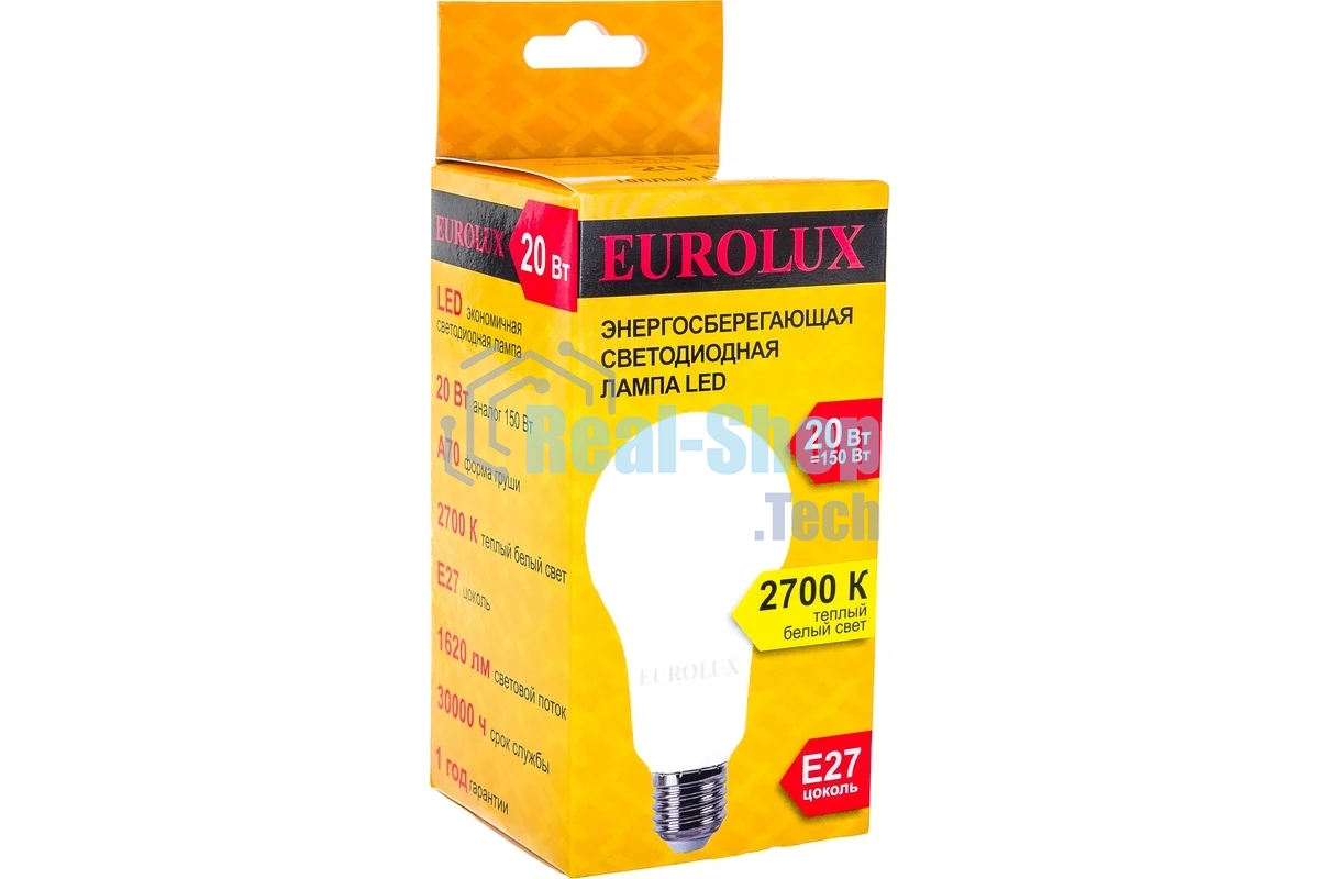 Лампа светодиодная EUROLUX LL-E-A70-20W-230-2,7K-E27