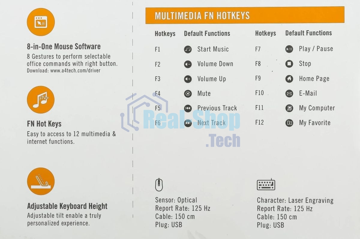 Комплект клавиатура+мышь A4Tech KRS-8372 проводной, USB, 1200 DPI, чёрный
