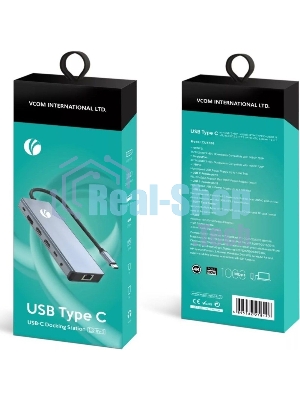 USB-концентратор VCOM CU4706, USB Type-C, HDMI/DP/USB3.0/TC/USB2.0/RJ45/SD/TF/PD/3.5 мм jack, USB Type-C