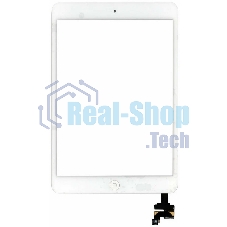 Сенсорное стекло (тачскрин) Ipad mini + stiker + IC с кнопкой Home, белое (A1432 A1454 A1455) OEM