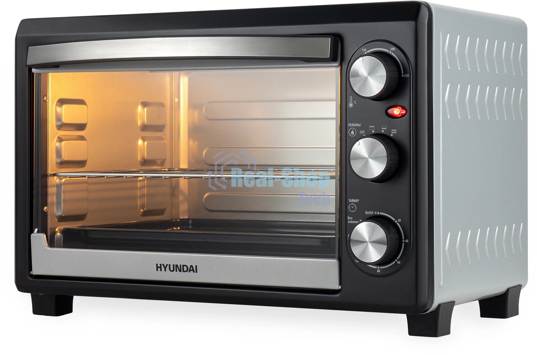 Мини-печь Hyundai MIO-HY073 26 л, 1500 Вт, серебристый/черный