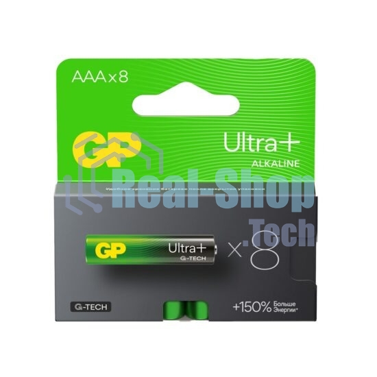 Алкалиновые батарейки c технологией G-tech GP Ultra Plus Alkaline 24А AАA - 8 шт. на блистере