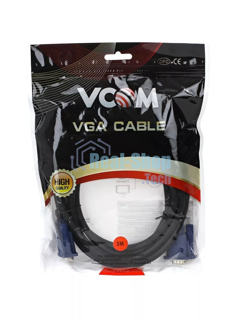 Кабель монитор-SVGA card (15M-15M) 3.0м 2 фильтра VCOM