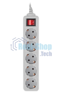 Сетевой фильтр PC Pet AP01006-3-GR 3 м, 5 розеток, серый