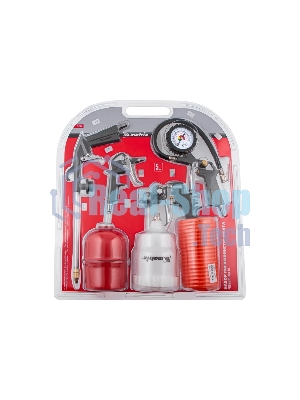 Набор пневмоинструмента Matrix, 5 предметов, быстросъемное соед. краскорасп. с верхним бачком